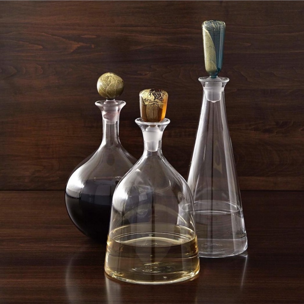 Artisan Glass Vase with Green Accent Stopper - Picture 5 of 6